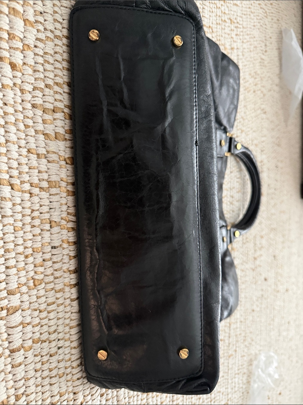 Tory Burch Black Leather Logo Tote with Gold Hardware - Picture 6 of 10